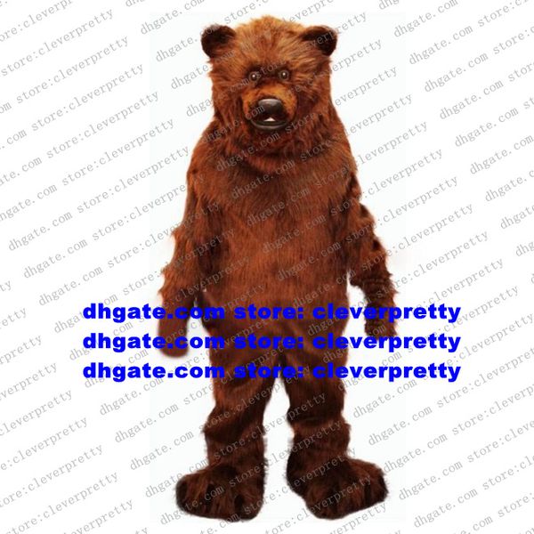 Longue Fourrure Furry Ours Brun Costume De Mascotte Grizzly Bear Fursuit Adulte Personnage De Dessin Animé Outfit Costume Retour Banquet Grad Night zx768