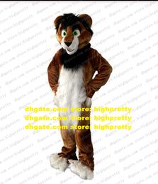 Long Fur Furry Brown Fox Mascot Costume Wolf Husky Dog Fursuit Artista de dibujos animados para adultos Drum Up Business ZZ7659