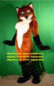 Long Fur Furry Miss Fox Mascot Disfraz Dog Fursuit para el traje de personaje de caricatura para adultos.