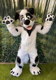 Pele longa peludo lobo cão fursuit mascote traje personagem adulto sofisticado imagem embaixador