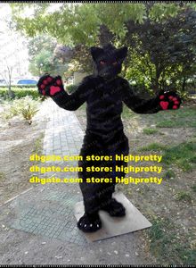 Long Fur Halloween Black Wolf Mascot Costume Red Eye loup-garou du personnage de dessin adulte de la fête de vacances en direct ZZ7893