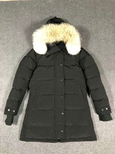 Sudadera con capucha de piel larga Puffer Down Parkas Coat Jacket Mujer Winter Body Warmer Hoody Down Parka Outwear Coats Black Size XL