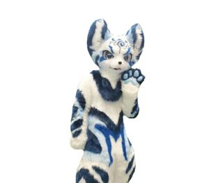 Longue Fourrure Husky Chien Renard Costume De Mascotte Tenues De Bande Dessinée Fursuit Halloween Costume D'anniversaire Robe De Bande Dessinée Fantaisie Robe De Noël Characteristi