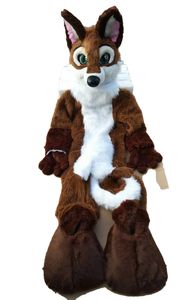 Long fourrure husky chien renard mascotte costume furseuit halloween costume adultes taille de Noël carnaval anniversaire fête en plein air