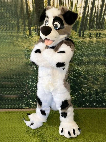 Long Fur Husky Dog Fox Mascot Costume Fursuit Halloween Suit Party Cartoon Tenues