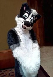 Long Fur Husky Dog Fox Mascot Kostuum Lederen jas Halloween Kerstmis en groot evenementpak Role Play