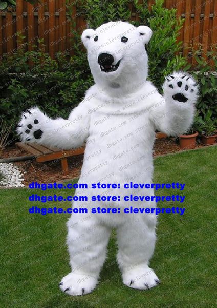 Longue fourrure ours polaire mascotte Costume ours de mer blanc adulte personnage de dessin animé société activités fête d'anniversaire zx1211