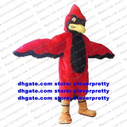 Costume de mascotte en fourrure longue rouge Cardinal Lintwhite, aigle, faucon, vautour, oiseau, personnage, grande fête, Grand Bodog Casino zx1889