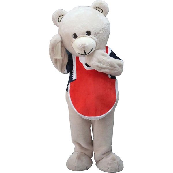 Costume de mascotte d'ours en peluche en fourrure longue, tenue de jeu de fête, vêtements publicitaires de carnaval Halloween