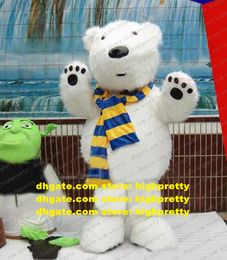 Long Fur White Sea Bear Oso Polar Mascot traje de dibujos animados