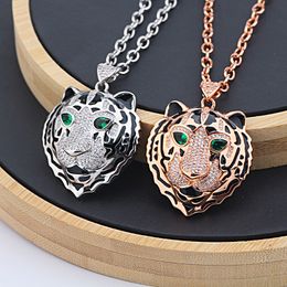 long or argent pendentif collier pour femmes hommes ensemble tigre luxe délicat designer à la mode fête noël mariage mère couple perles chaîne bijoux accessoires cadeaux