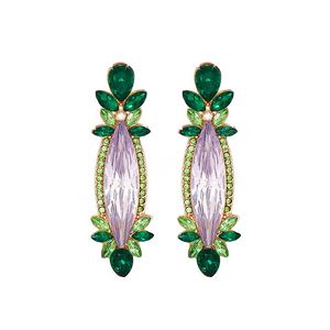 Langgroen kristal bengelen oorbellen voor vrouwen van hoge kwaliteit vintage Dangle Earring sieraden feestcadeau