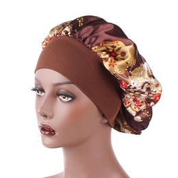 Lange haarverzorging Vrouwen Floral Satin Bonnet Cap Nacht Slaap Hoed Zijde Hoofd Wrap Adjust Douchekappen Haaraccessoires 30pcs