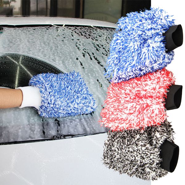 Gants de nettoyage de voiture en laine de corail à cheveux longs gants de lavage de voiture en fibres ultrafines gants de lavage de voiture imperméables Accessoires automobiles