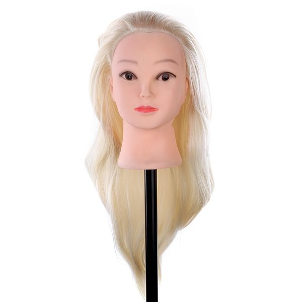 Tête de formation à la coiffure pour cheveux longs, modèle factice, coupe de Mannequin pour la pratique en Salon avec pince W093