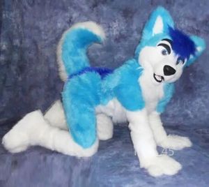 Lang haar Husky Dog Fox Mascot Kostuum Halloween Cartoon Furry Suit Outfits Fursuit