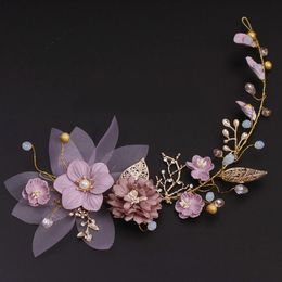 Hoofddeksels Lange haar sieraden Roze bloemenhoofdstukken HUIDING ORNAMENTEN BRUIDE HOEDSRESS BRIDAL Decoratie