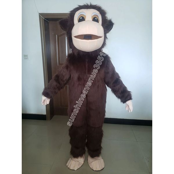 Cheveux longs singe mascotte Costume haut dessin animé thème personnage carnaval unisexe adultes taille noël fête d'anniversaire tenue de plein air costume