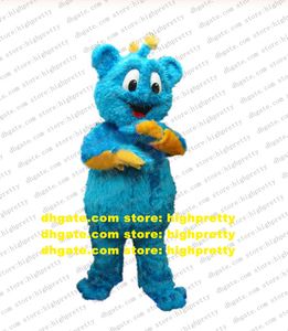 Disfraz de mascota monstruo de oso azul de pelo largo, personaje de dibujos animados para adultos, reunión familiar grande, reunión deportiva zz7620