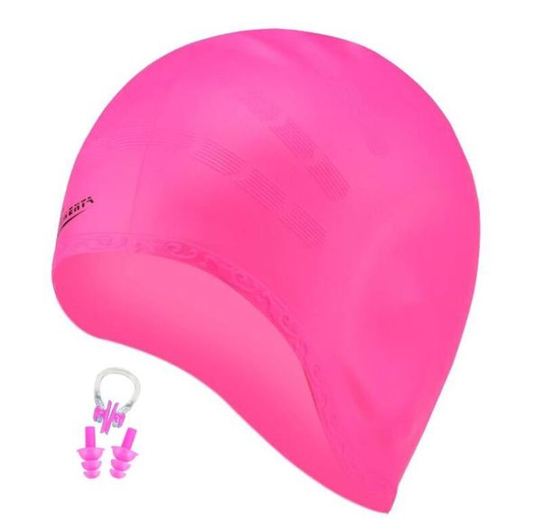 Cheveux longs natation hommes femmes bouchon d'oreille pince-nez arge grand Silicone étanche filles natation piscine chapeau professionnel plongée Caps8621690