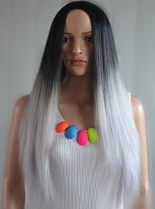 Pelucas de pelo largo Sintético Gris claro Peluca de cosplay Ombre Pelucas de cabeza completa 24 