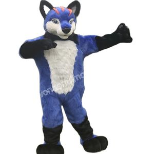 Cheveux longs loup Husky mascotte Costumes carnaval Hallowen cadeaux unisexe publicité extérieure tenue costume vacances célébration dessin animé personnage mascotte costume