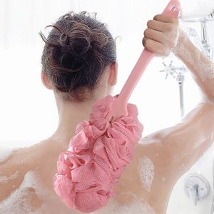 Brosse de bain boule de bain à fleurs à Long manche, grandes fournitures de salle de bain, brosse arrière en maille douce pour bain moussant