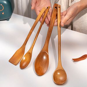 Cuillère de cuisine à miel à long manche cuillère à remuer en bois LK249