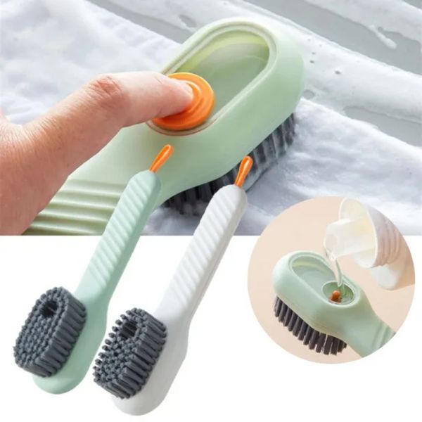 Brosse à chaussures liquide à long manche pour cheveux doux Brosse liquide multifonctionnelle à remplissage automatique Brosse de nettoyage domestique multifonctionnelle bb0518