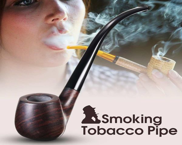 Pipe à fumer en bois à long manche, Cigarettes de tabac, tuyaux à cigares, accessoires de fumée pour petit ami, cadeau de fête des pères 039 T2007248356177