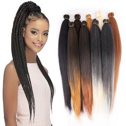 Long Jumbo Tresses Extensions de Cheveux Afro Synthétique Yaki Ez Tresse Droite Pré Étiré Facile Tressage Cheveux Noir Brun Violet Ombre Blonde