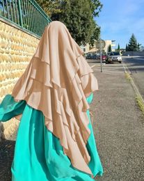 Long Khimar 3 capa Garabia Eid Ramadán Alcalte Hijab Modest Oración Modesta Caballero Clothing Islamic Women Burqa Nikab Buff 240430