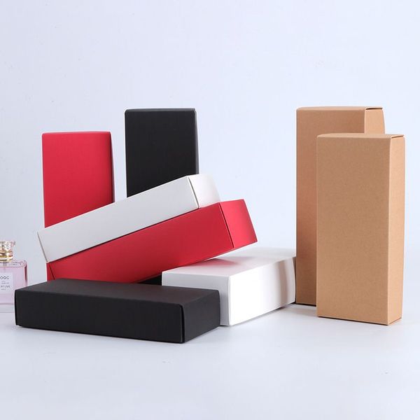 Longue boîte de papier kraft chaussettes/boîte d'emballage de sous-vêtements, boîte-cadeau au détail avec couvercle Carton en carton blanc/rouge/marron/noir LX3010