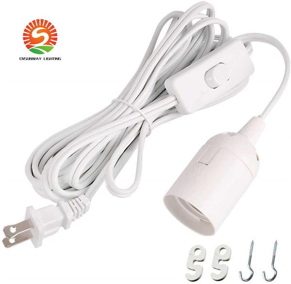 Cable largo para lámpara colgante, Cable de extensión de 12 pies con interruptor de encendido/apagado o interruptor de engranaje para bombillas de base E26/E27