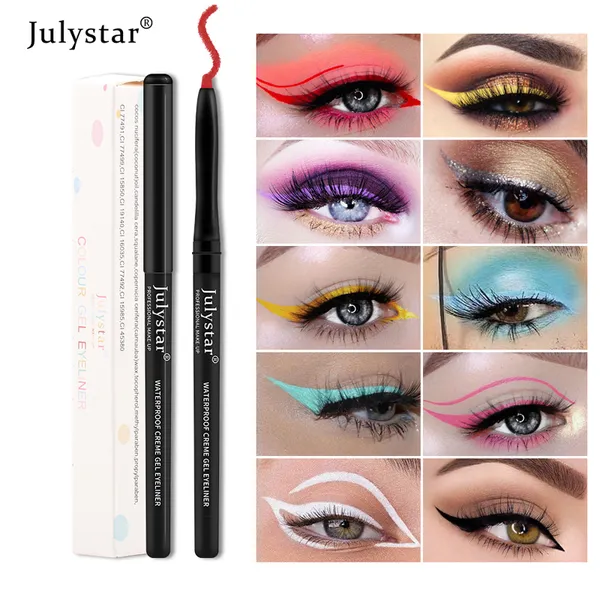 Crayon Eyeliner Gel de couleur longue durée, crayon Eyeliner blanc imperméable et résistant aux taches