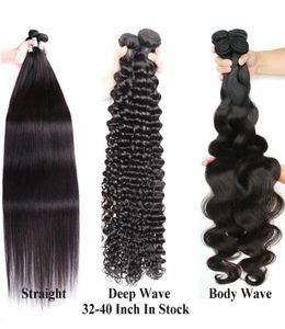 Cheveux longs 32 34 36 38 40 pouces entiers Les cheveux brésiliens doux entiers tissaient des poils humains extension 1b couleur noire naturelle 100 gbundle6538558