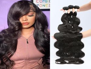 Cheveux longs 32 34 36 38 40 pouces cheveux brésiliens doux entiers tisse Extension de cheveux humains 1B couleur noire naturelle 100gBundle2161768