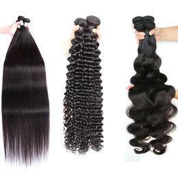 Lange Lengte hair32 34 36 38 40 Inch Groothandel Zachte Braziliaanse Haar Weeft Menselijke Haren Extension 1B Natuurlijke Zwarte Kleur 100 g/bundel