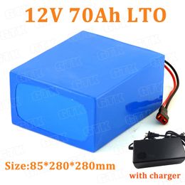 Batterie longue durée 12 v 70Ah Lithium titanate 12 v LTO avec BMS pour réfrigérateur/voiture automatique/véhicule onduleur/chariot + chargeur 5A