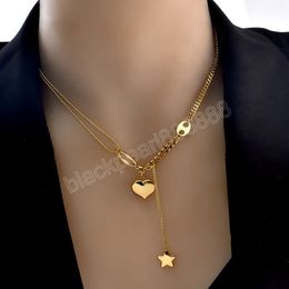 Long Love Heart Femmes Filles ColliersPendentif Étoile Suspendue Chaîne Ras Du Cou Doux Saint Valentin Cadeau