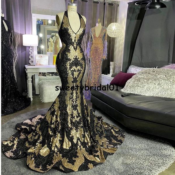 Vestido largo De noche árabe con lentejuelas De sirena 2021