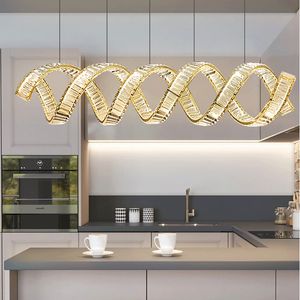 Lange moderne kristallen hanglampen AMERIKAANSE LUXE S Kroonluchter Hanglampen Regelmatige Europees Art Deco eetkamer Restaurant Kitchen Bar Luminaria Lamparas