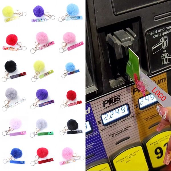 Llavero de uñas largas, tarjetas, tratamientos de uñas, llaveros con Clip, extractor de tarjetas de crédito, llaveros con pompón, grabador de tarjetas bancarias de débito acrílico