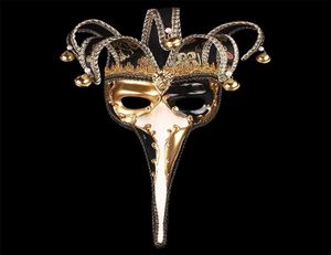 Masque à demi-visage à nez avec petites cloches Masques de mascarade vénitienne pour Noël Halloween Day Decor Supplies Fashion 45WPA BB2517769246
