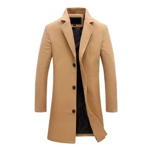 Long surdimensionné hommes Trench manteau 2017 hiver simple boutonnage casual veste grande taille col rabattu mâle pardessus 3XL 4XL 5XL