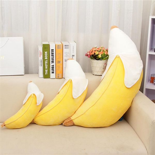 Long peeling banane oreiller coussin mignon en peluche poupée oreiller décoratif pour canapé ou voiture créatif ameublement coussin253W