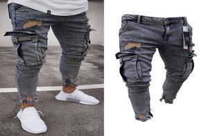 Pantalones lápiz largos jeans rasgados delgados agujeros de primavera 2018 Men039s moda delgada jeans delgada para hombres pantalones de hiphop ropa de ropa 5719320