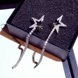 Long pendentif goutte dangle lustre boucles d'oreilles pour femme filles mode créateur de luxe belle mignon étoile de zircon diamant étincelant