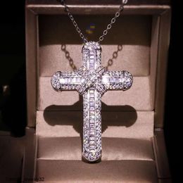 Collier Long pendentif en Zircon Cz, pendentif croix de mariage pour femmes et hommes, bijoux hip hop