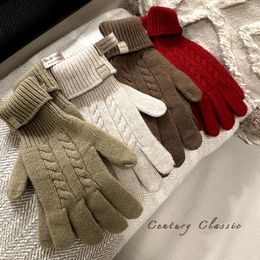 Gants longs "British Twist" 100% laine australienne Épaissi, écran tactile pour montrer la minceur, style étranger, hiver allongé et chaud Il peut être long ou court